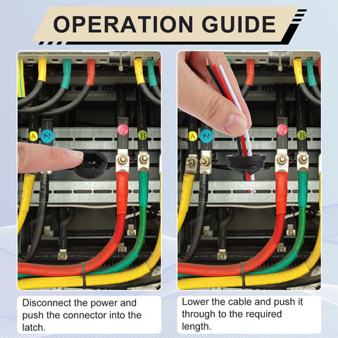 PEUTIER cable connectors protecting wires from sharp edges during routing.