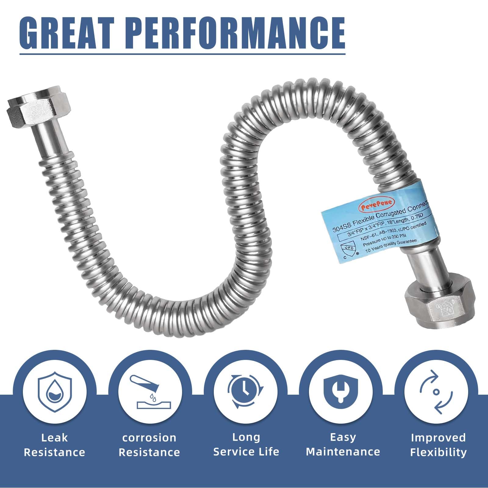 PevePexe 0.7-inch ID flex hose suits compact water softener connections.
