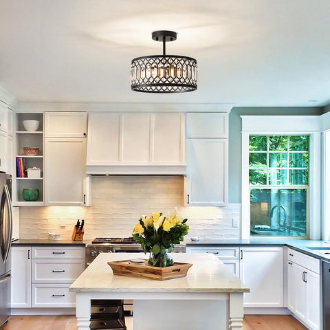 Pevfah Crystal Black Ceiling Light dimmable feature for adaptable ambience in living spaces.