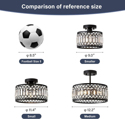 Pevfah Crystal Black Ceiling Light metal base ensures sturdy, long-lasting installation.