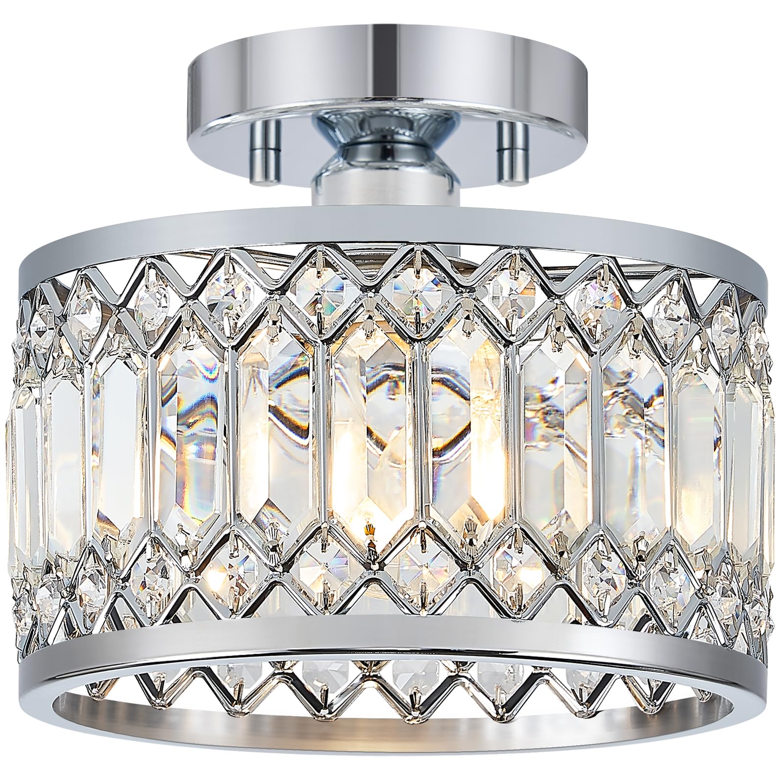 Pevfah crystal chrome ceiling light brightens hallway with sparkling crystals