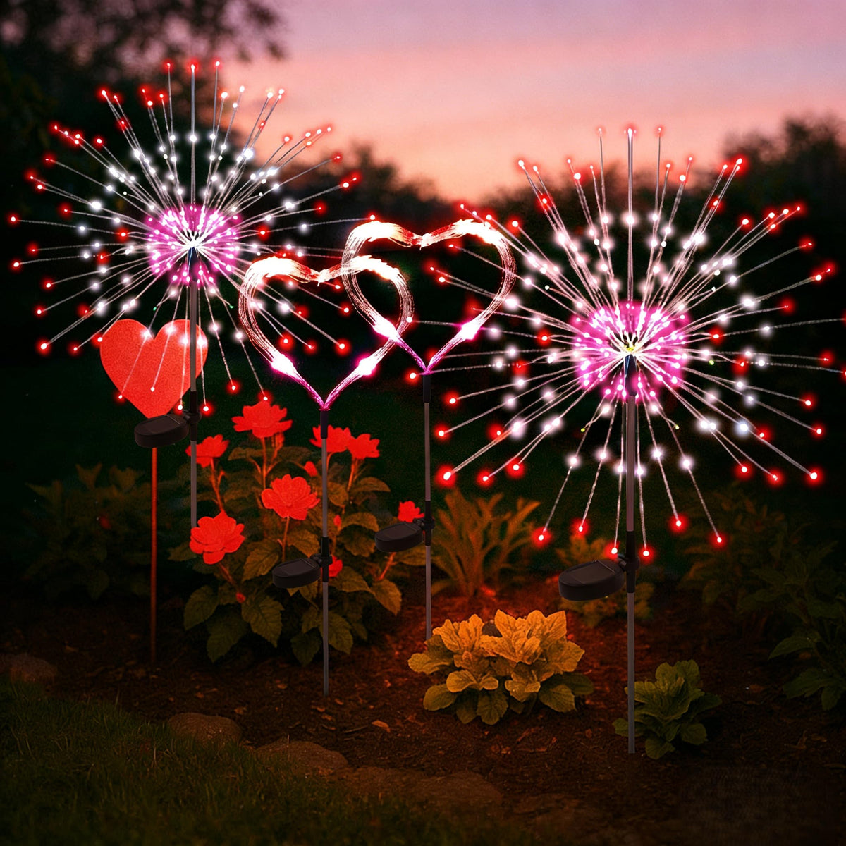 PEVOROS valentines day solar lights 4-pack for romantic outdoor ambiance