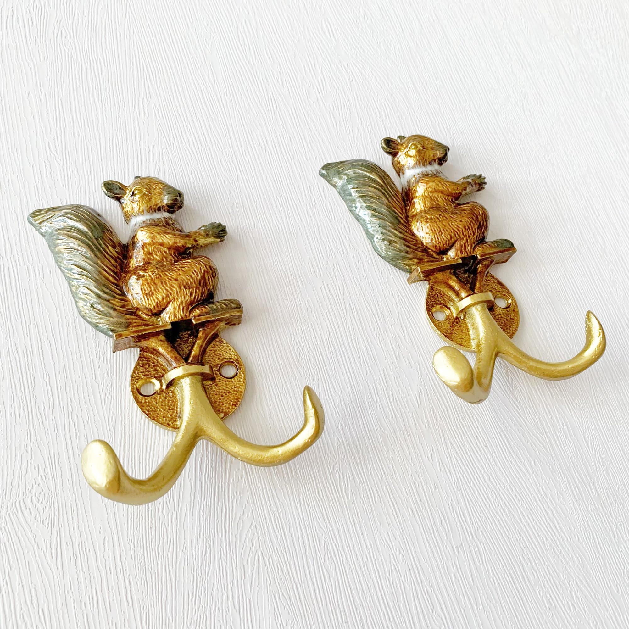 Pewery hand-painted squirrel wall hook adds charming decor and storage