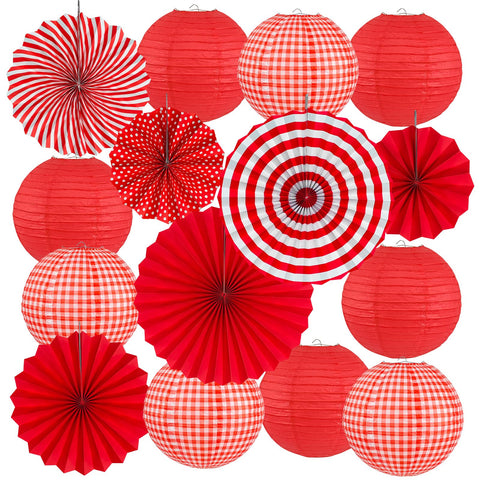 Peywot 12-inch red plaid lanterns add warm charm to birthdays and gatherings