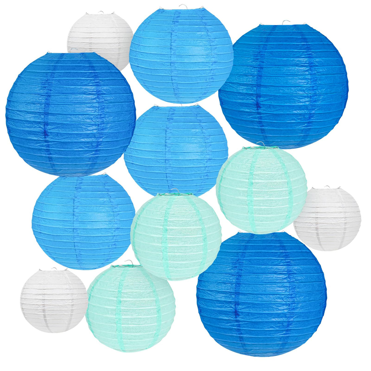 Peywot 6-inch blue-white-mint lantern closeup for soft ambient light