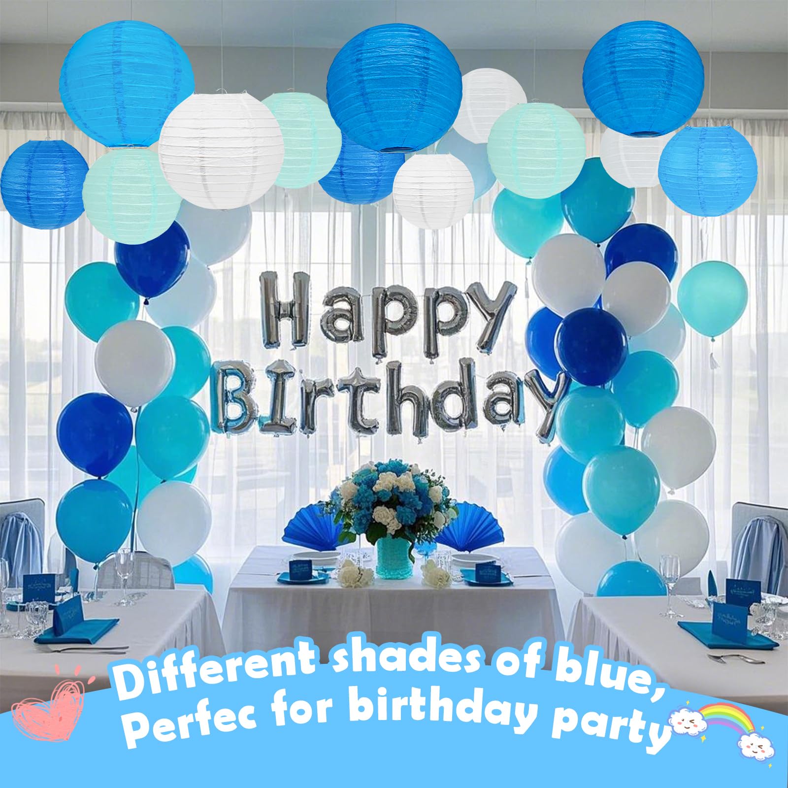 Peywot blue-white-mint lantern packaged for easy storage or gifting