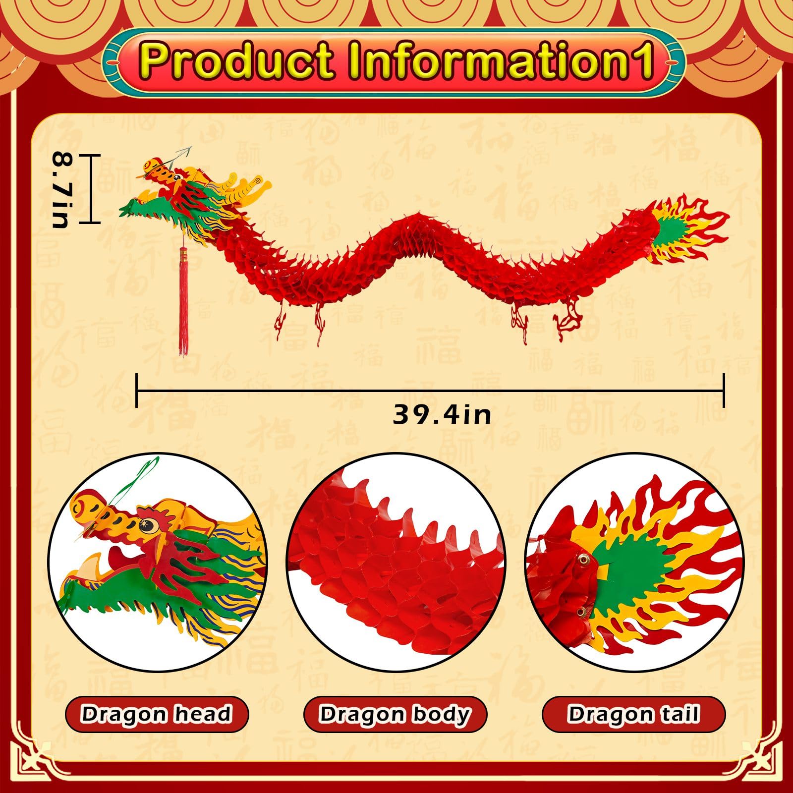 Peywot dragon garland hanging adds vertical drama to celebrations