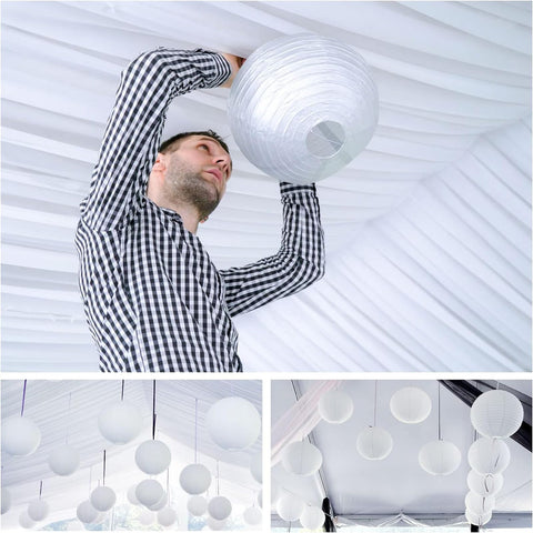 Peywot bright 16-inch lanterns create festive atmospheres for weddings and parties.