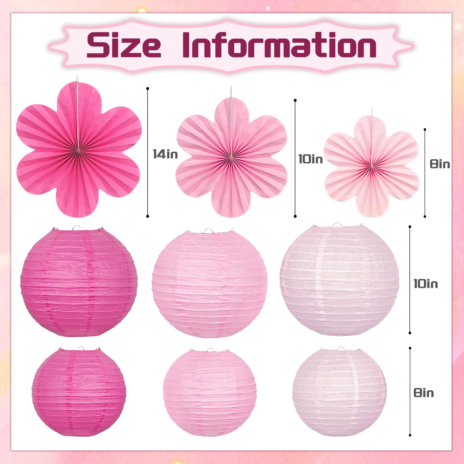 Peywot flower fans 14-inch deliver dramatic pink accents for celebrations.