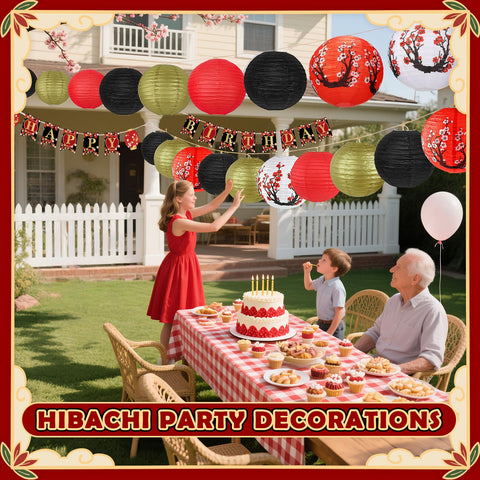 Peywot Happy Birthday banner for coordinated hibachi celebration