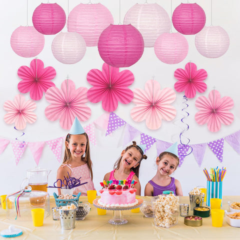 Peywot pink decor scene creates elegant ambiance for birthdays or showers.
