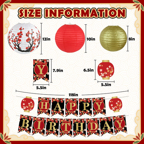 Peywot red cherry blossom 12in lantern adds vibrant color to hibachi party