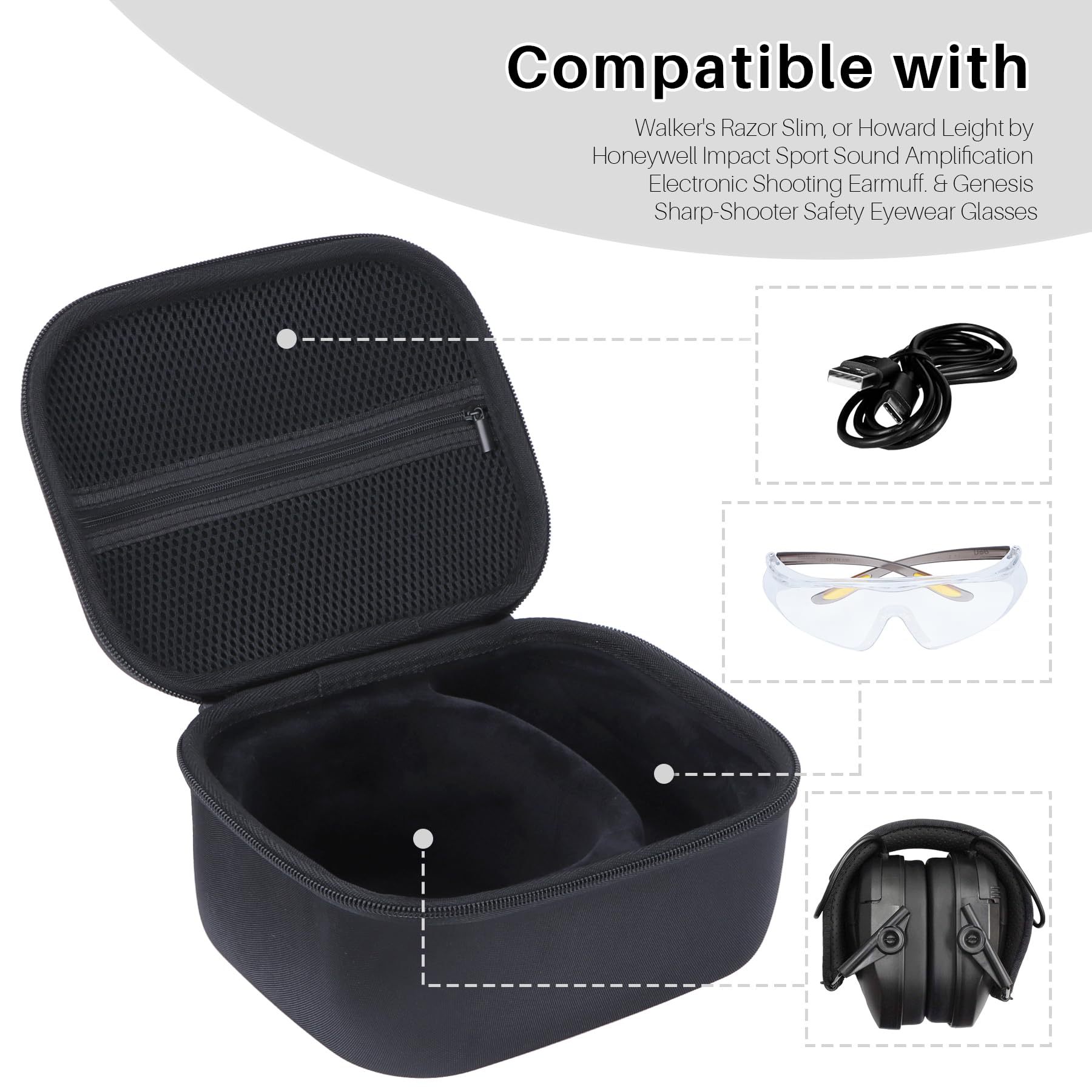 Peyyargo lower grooves securely hold ear cups and goggles.