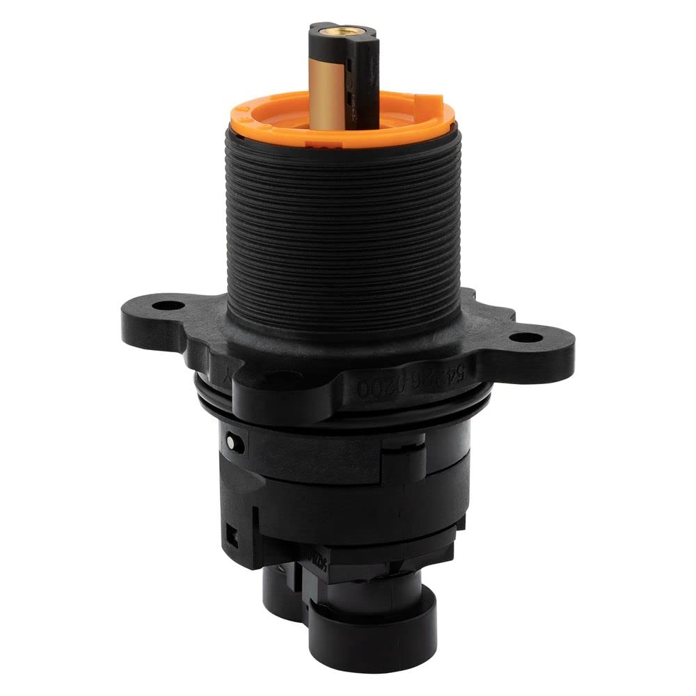 Pfister pressure-balanced cartridge tub-shower assembly demonstrates consistent water temperature control.