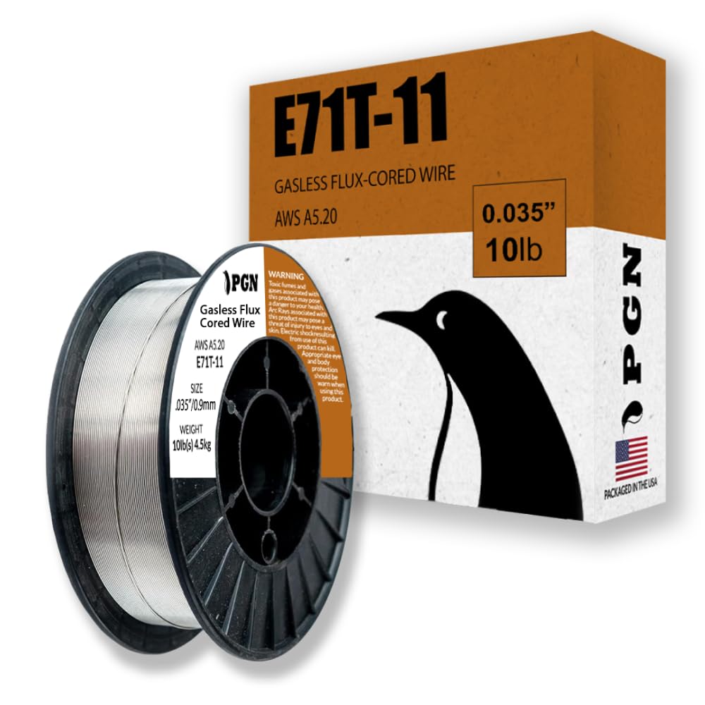 PGN Flux Core Welding Wire E71T-11 0.035 inch spool close-up showing clean welds