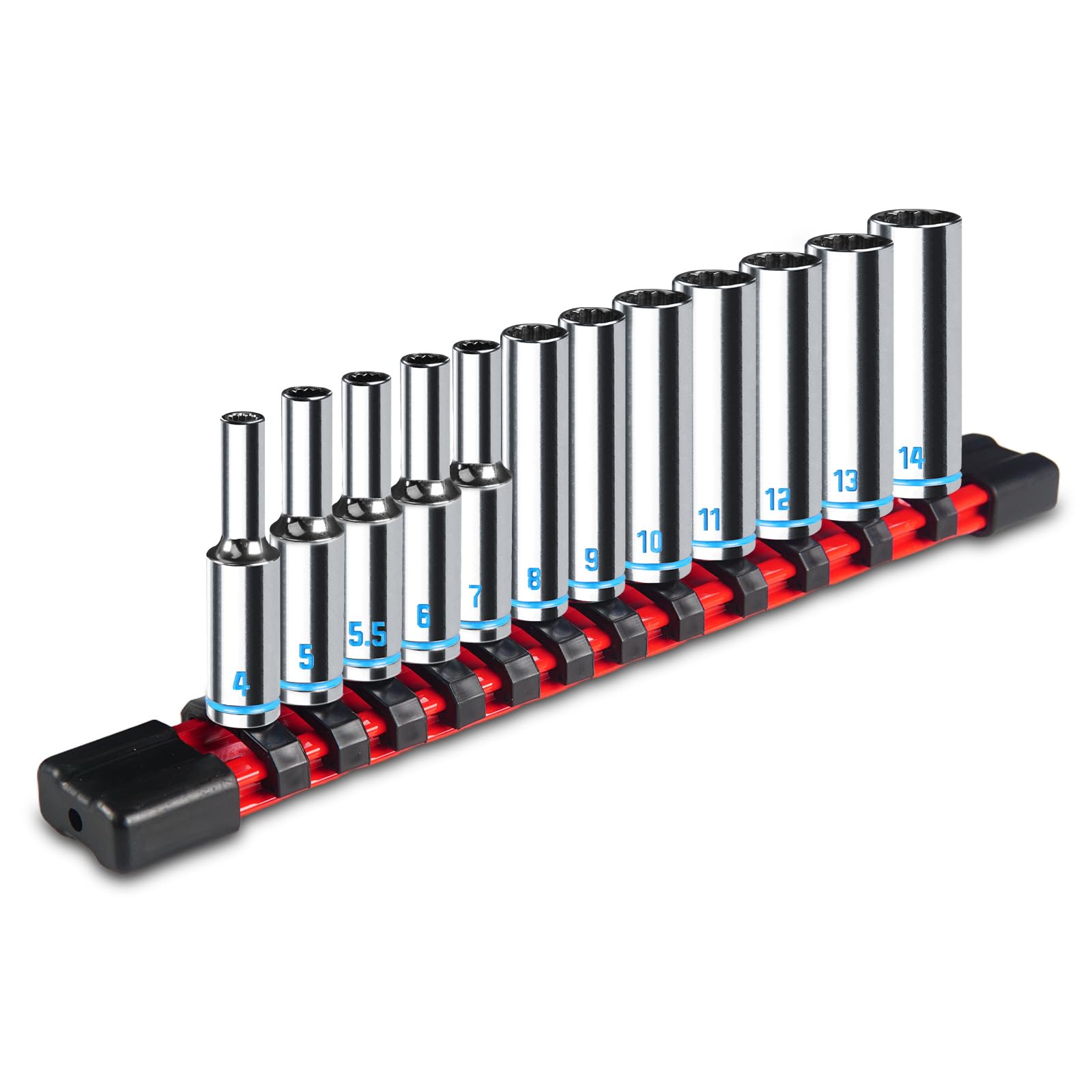 pgroup 1-4inch drive deep sockets shown with sizes for automotive tasks.