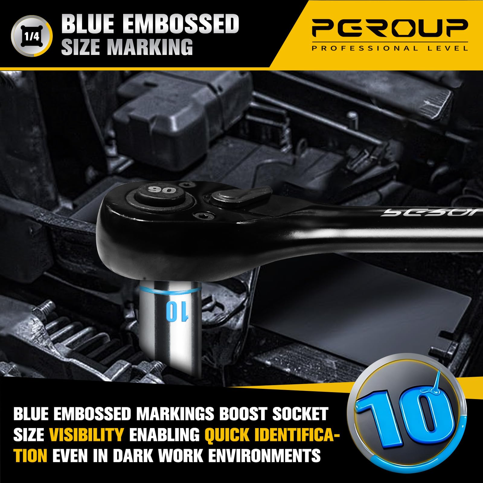 pgroup 12-point design offers versatile fitment for fast bolt engagement.
