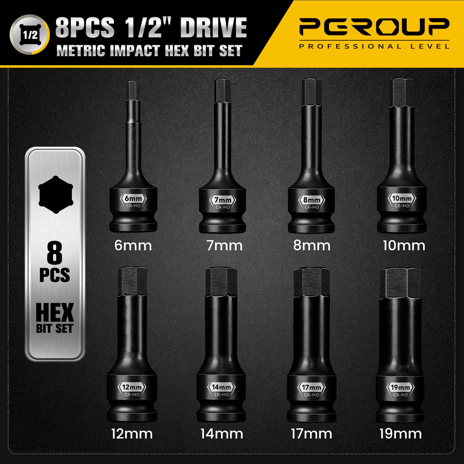 Pgroup Allen sockets 3 inches long for secure tool engagement.