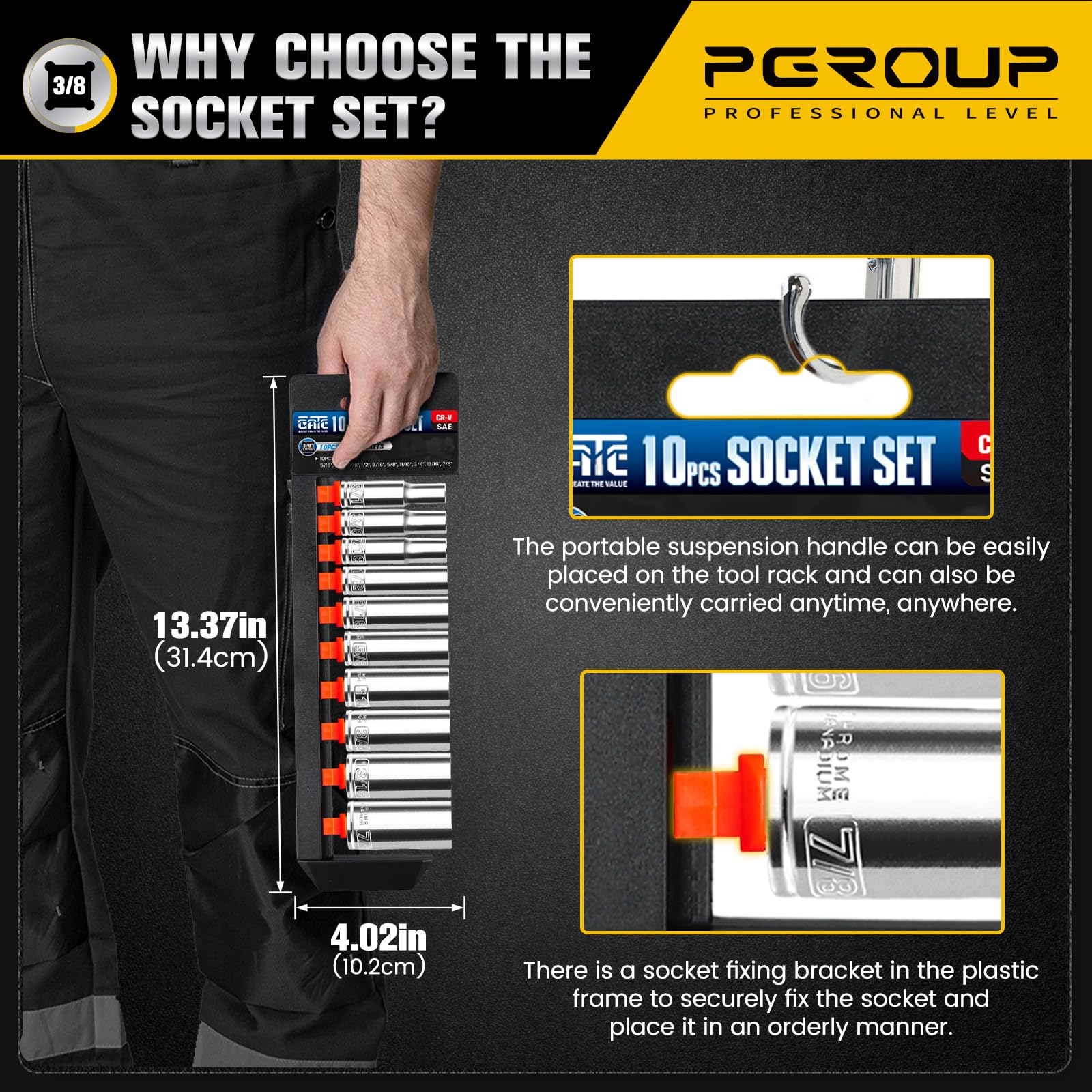 Bright chrome finish reflects light for quick size recognition.