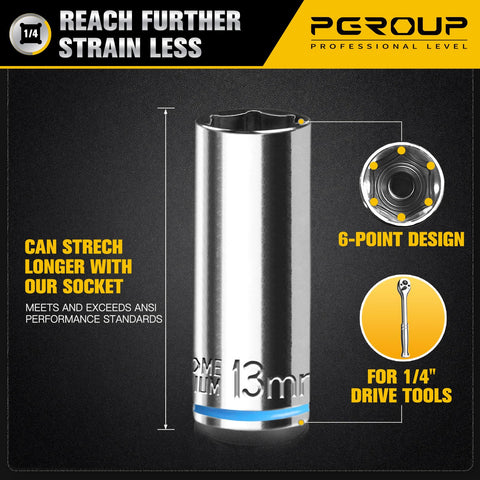 pgroup chrome vanadium sockets offer corrosion resistance for long use.