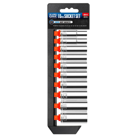 PGROUP deep socket set 10mm for precise fit with 3/8 inch drive.