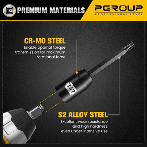 Pgroup laser-marked sizes enable fast identification in dim light.