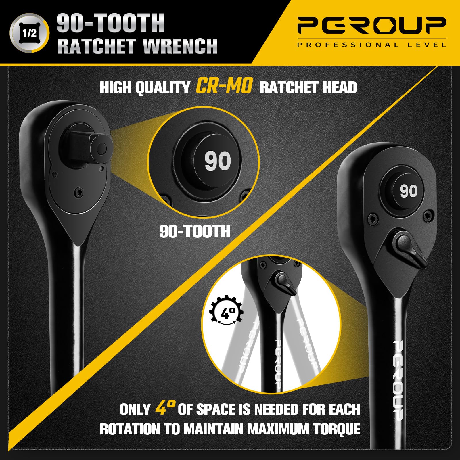 Pgroup reversible 1/2-inch ratchet offers forward and reverse operation.