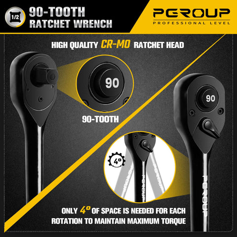 Pgroup reversible 1/2-inch ratchet offers forward and reverse operation.