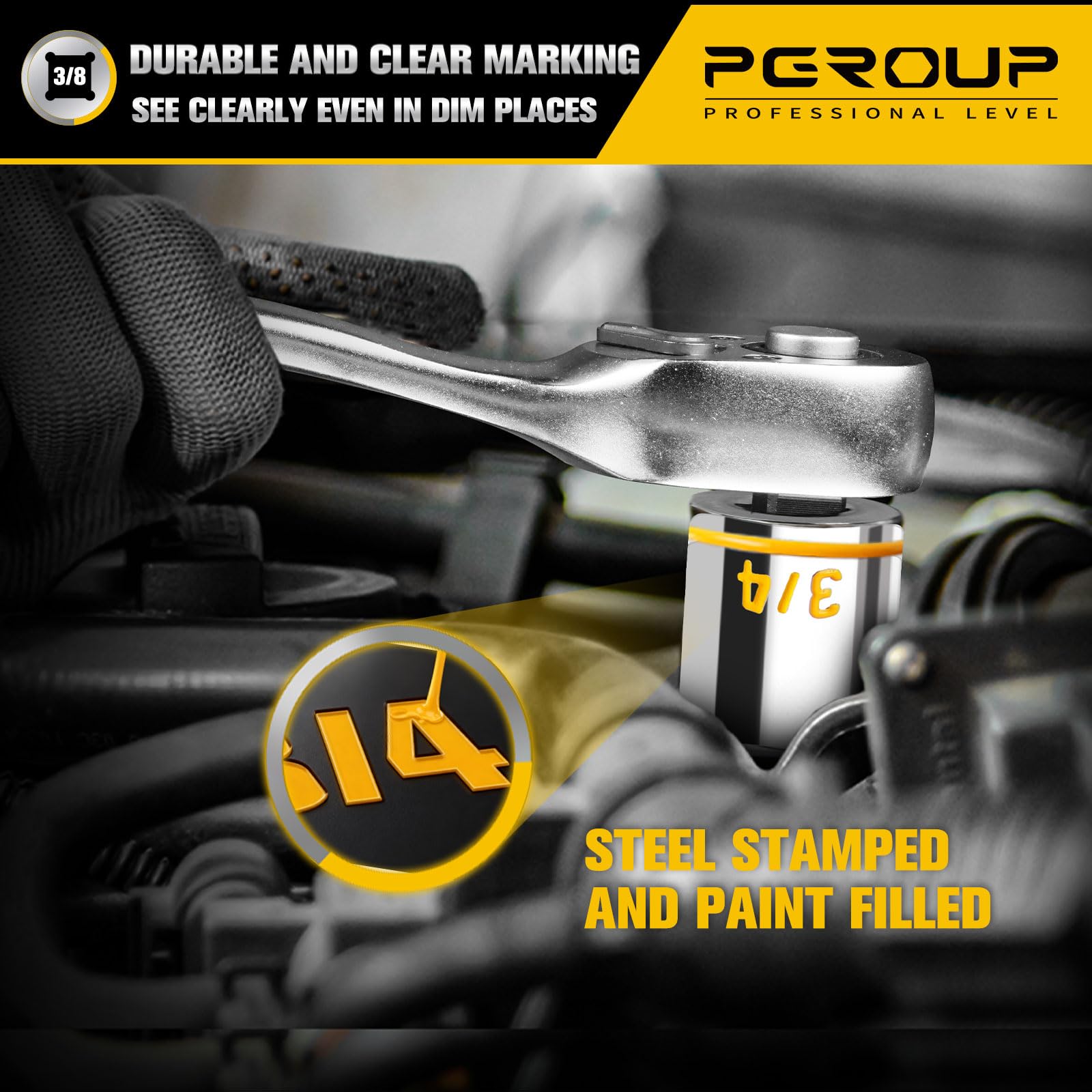 pgroup sae size range 5/16 to 7/8 inches for common fasteners.