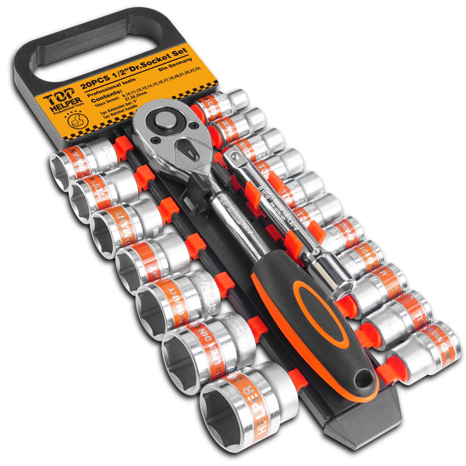 Pgroup socket set with 18 metric sockets for versatile repairs.
