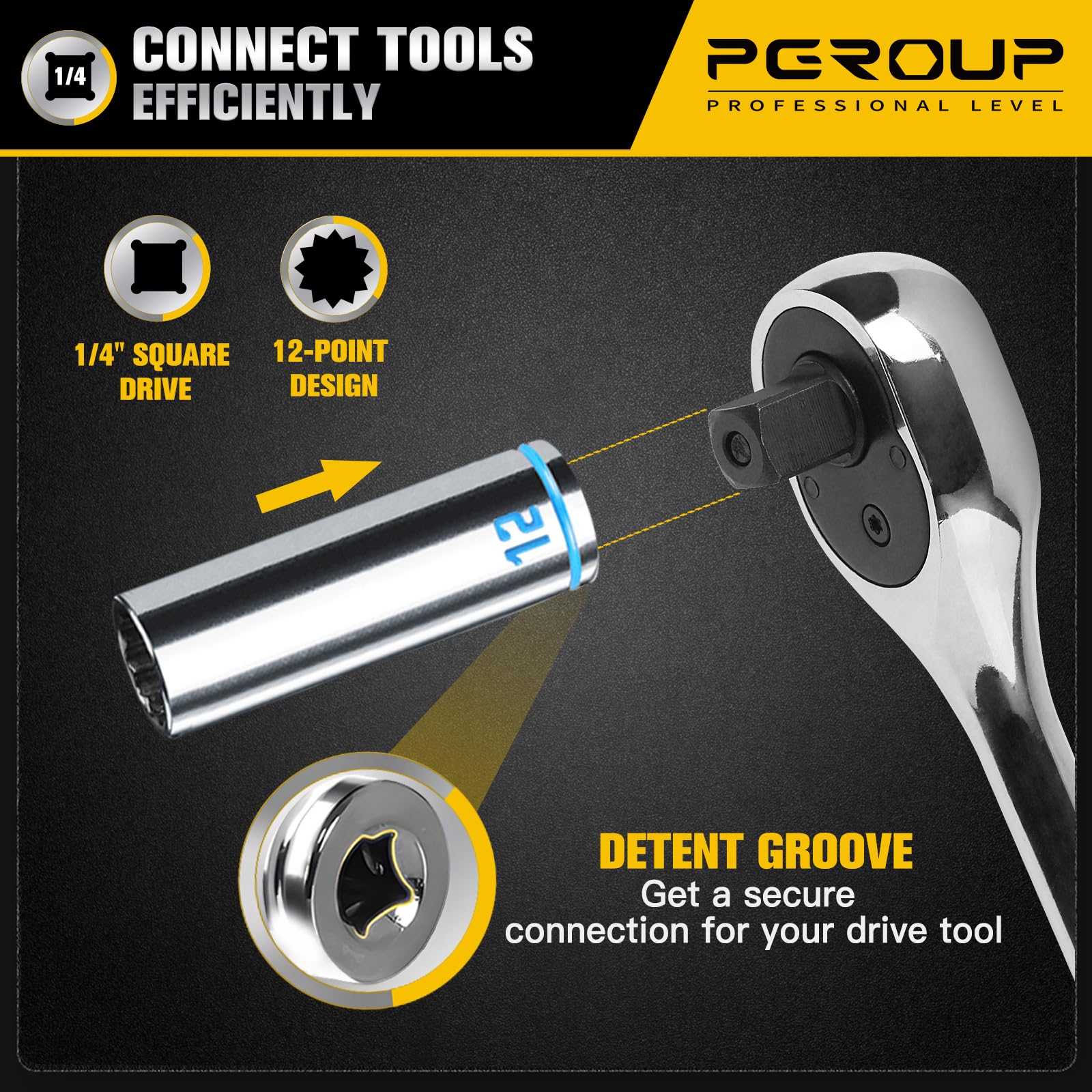 pgroup storage holder keeps sockets organized and portable for on-the-go repairs.
