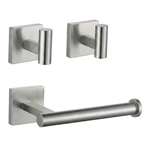 PHADSTAR toilet paper holder stand front view in brushed nickel, space-saving design.