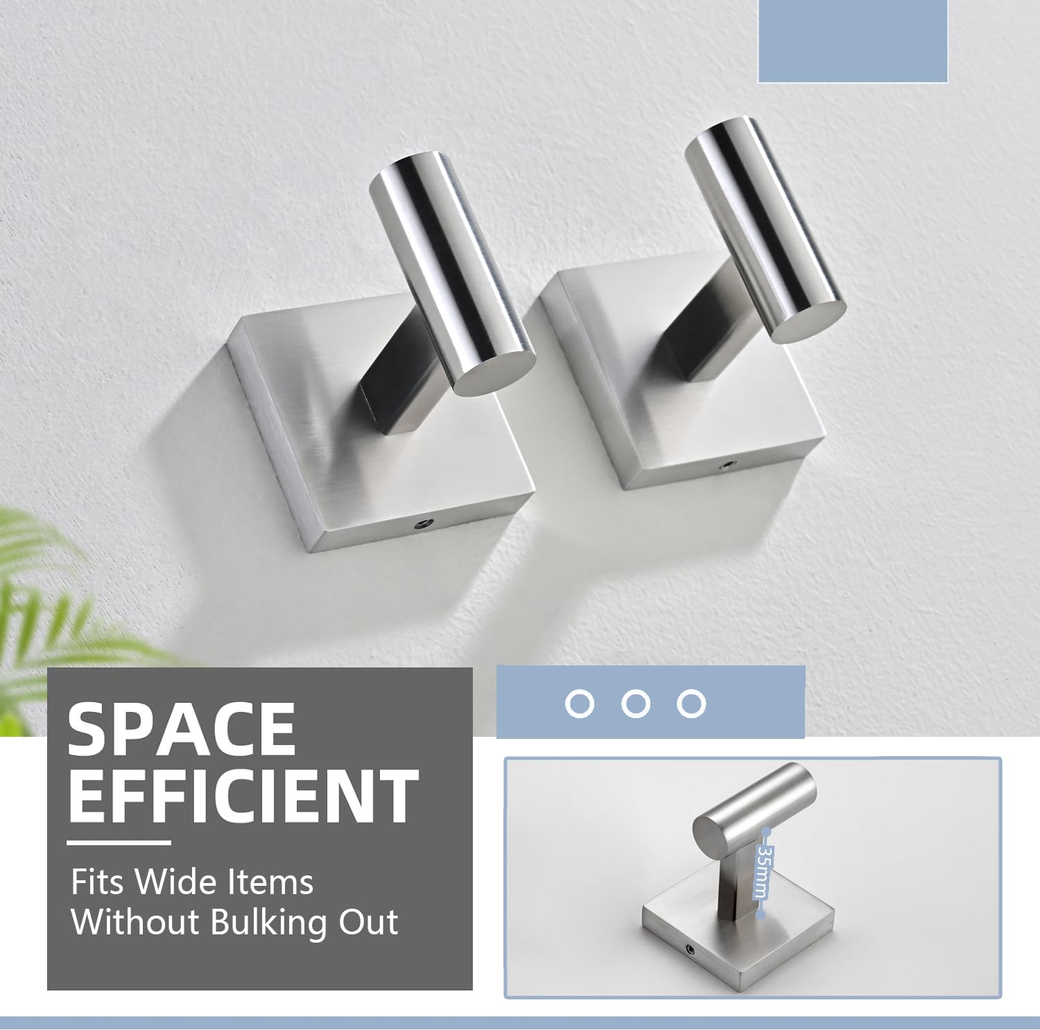 PHADSTAR complete 3-piece set includes tissue holder and robe hooks.