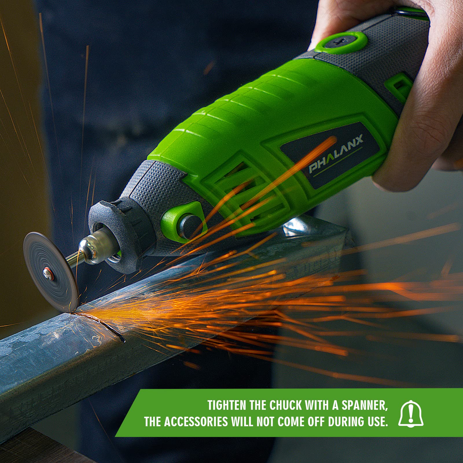 PHALANX tool with multiple collets for varied applications.