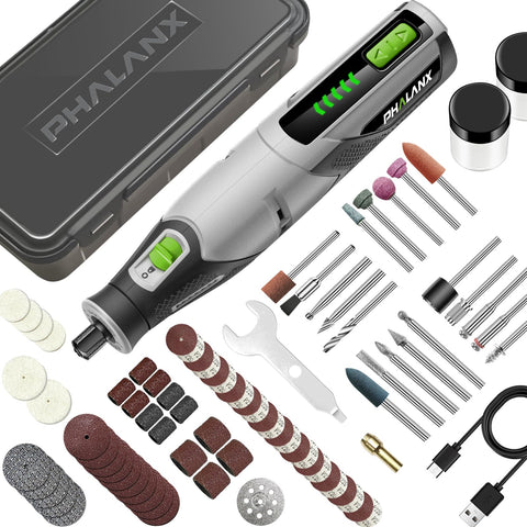 PHALANX rotary tool setup demonstrates cordless portability for DIY tasks.