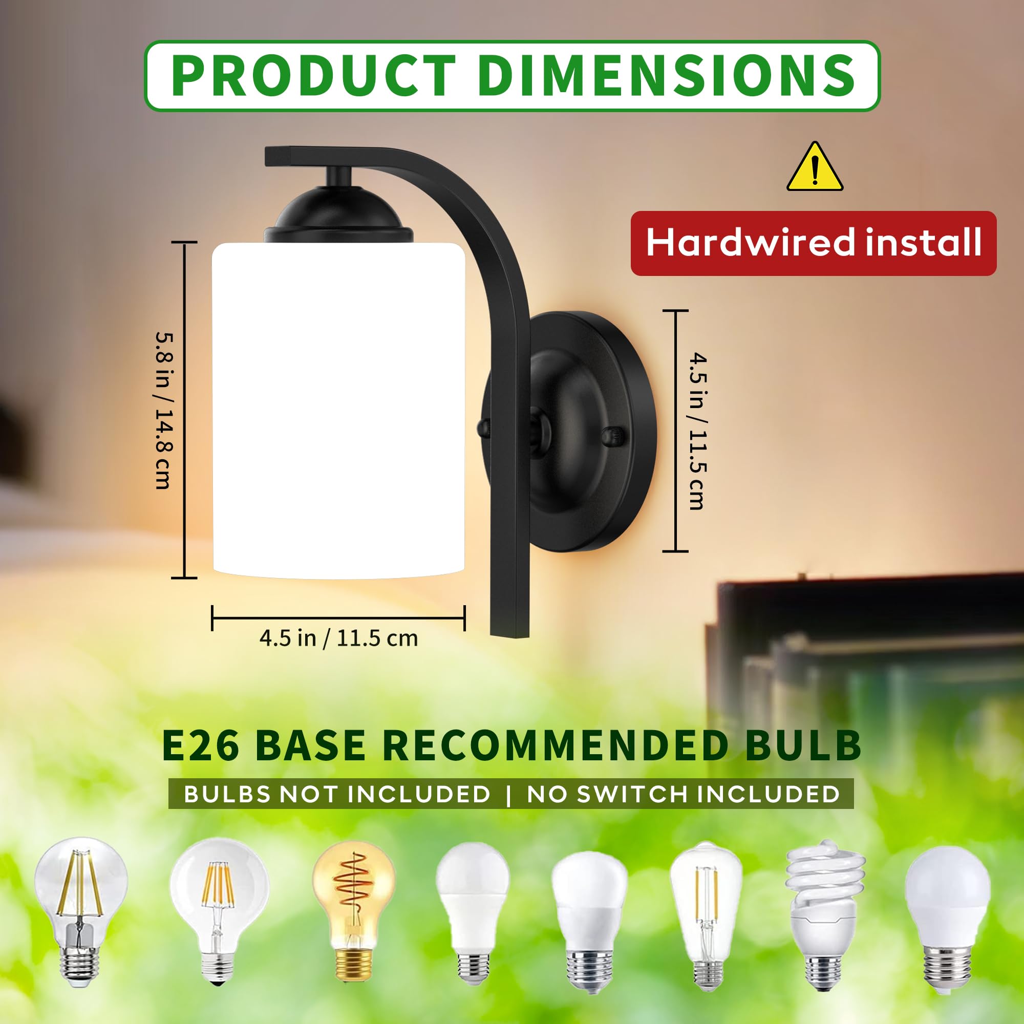 Phaosio front-view wall sconces with glass shade add farmhouse charm