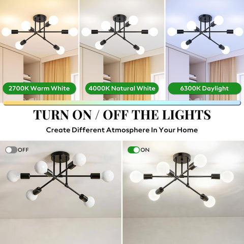 Phaosio dimmable-capable fixture pairs with dimmer switches for mood control.