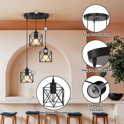 Phaosio farmhouse pendant open bottom design for quick bulb changes