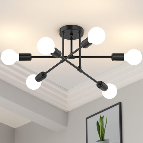Phaosio modern Sputnik chandelier 6-light, ideal as a dining room centerpiece with ambient lighting.