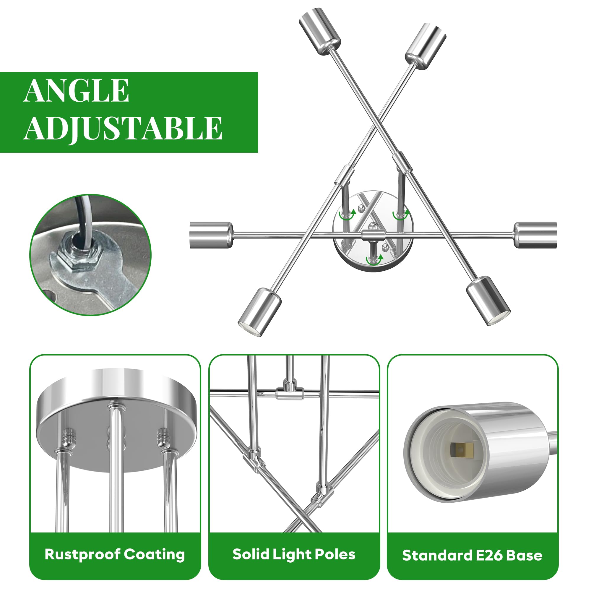 Phaosio Sputnik chandelier with E26 base sockets supports versatile bulb options.