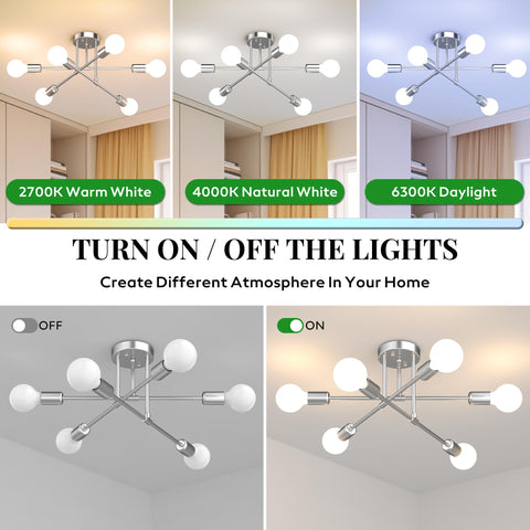 Phaosio Sputnik chandelier extended height 9-3 inches expands light coverage.