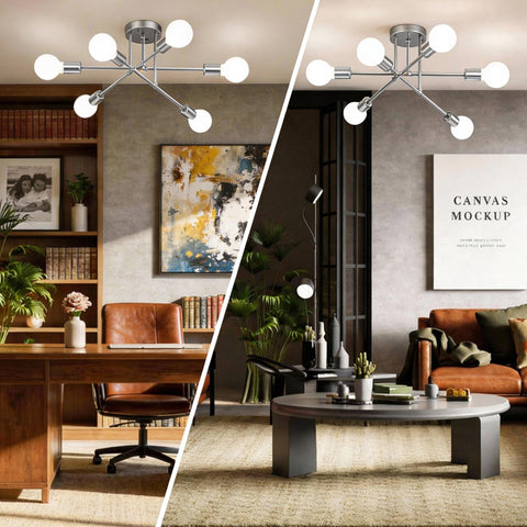 Phaosio Sputnik chandelier creates inviting room ambiance with six lights.