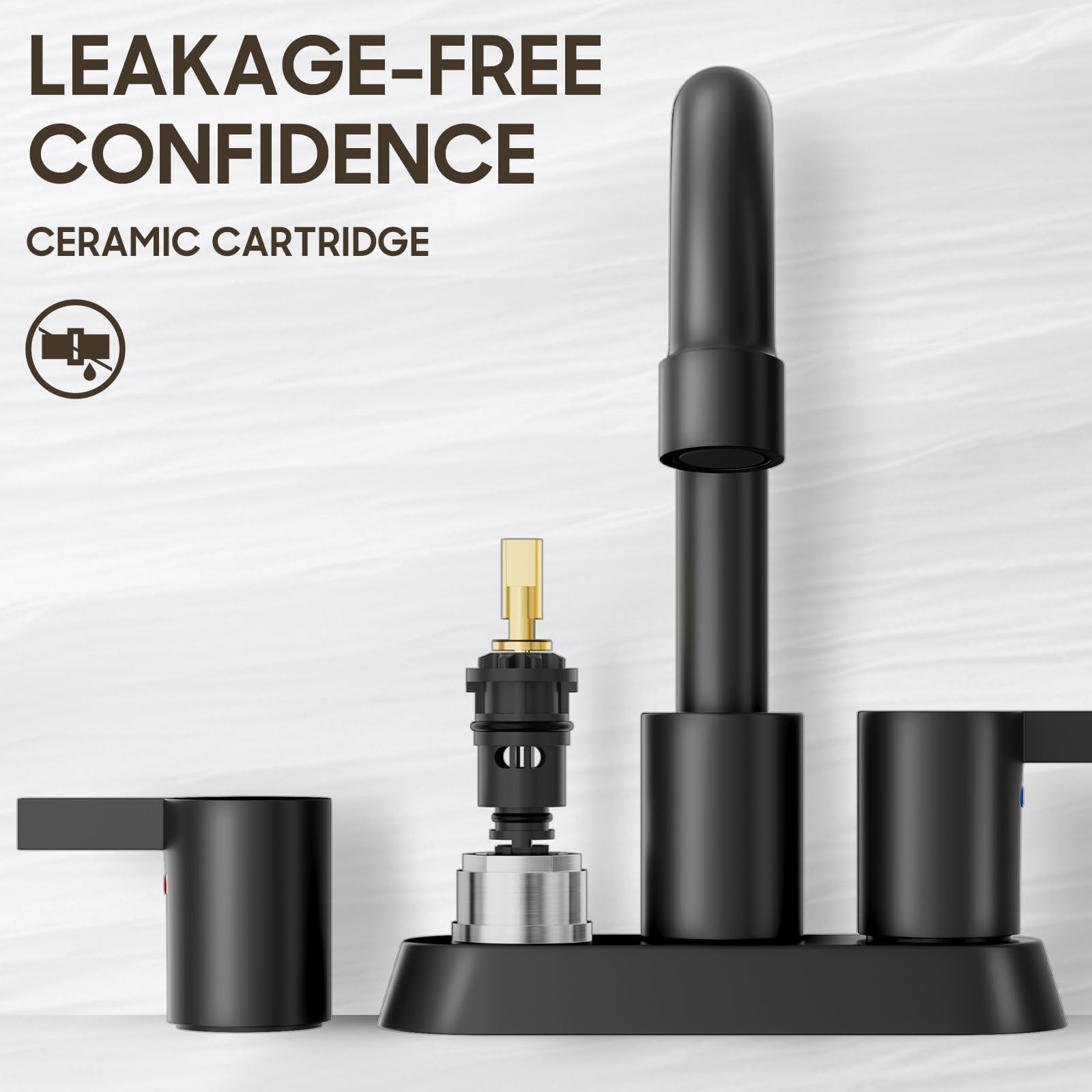 Phiestina BF015-1-MB matte black faucet pop-up drain included