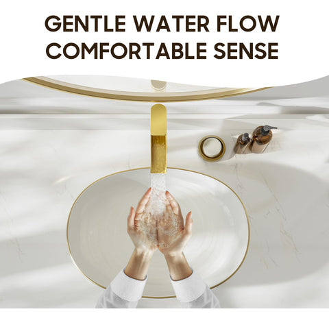 Phiestina brushed gold tall faucet installation kit with fittings included.