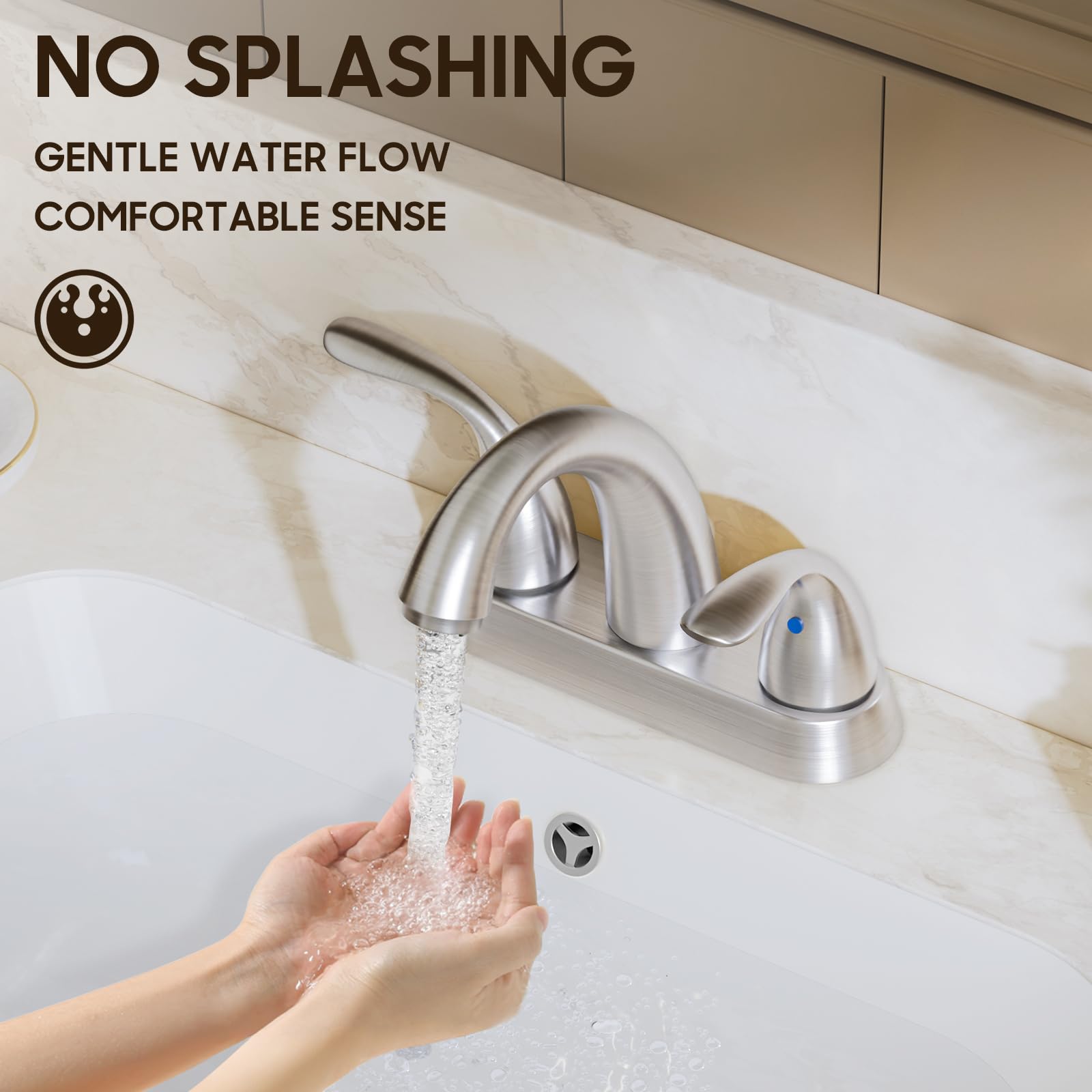 Phiestina faucet showing 3.7-inch spout height for comfortable sink use