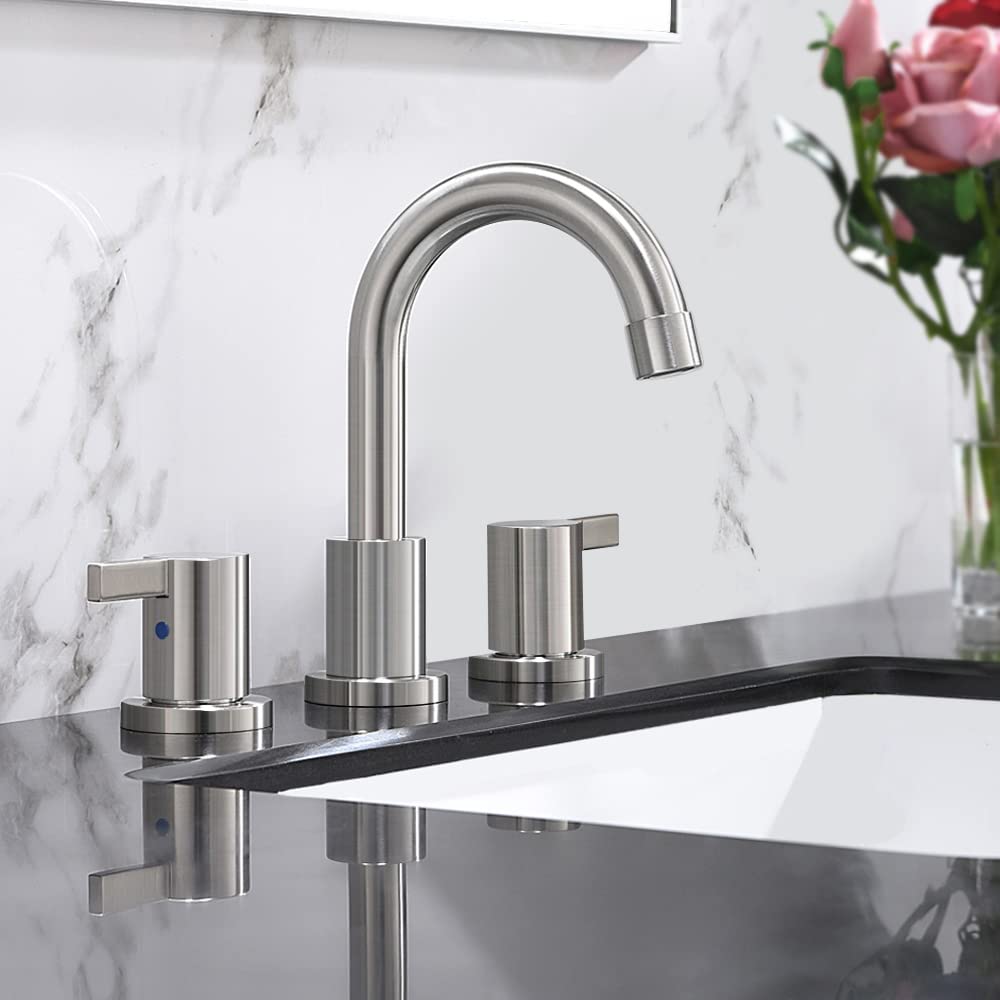Phiestina brushed nickel finish highlights sleek style and lasting corrosion resistance.