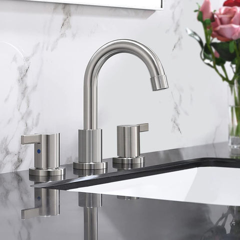 Phiestina brushed nickel finish highlights sleek style and lasting corrosion resistance.