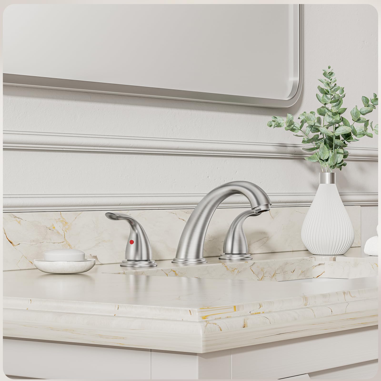 Phiestina two-handles deck-mount faucet for precise water control.
