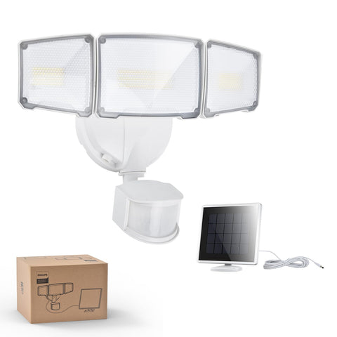 Philips 3600LM solar security light front view with wide outdoor coverage