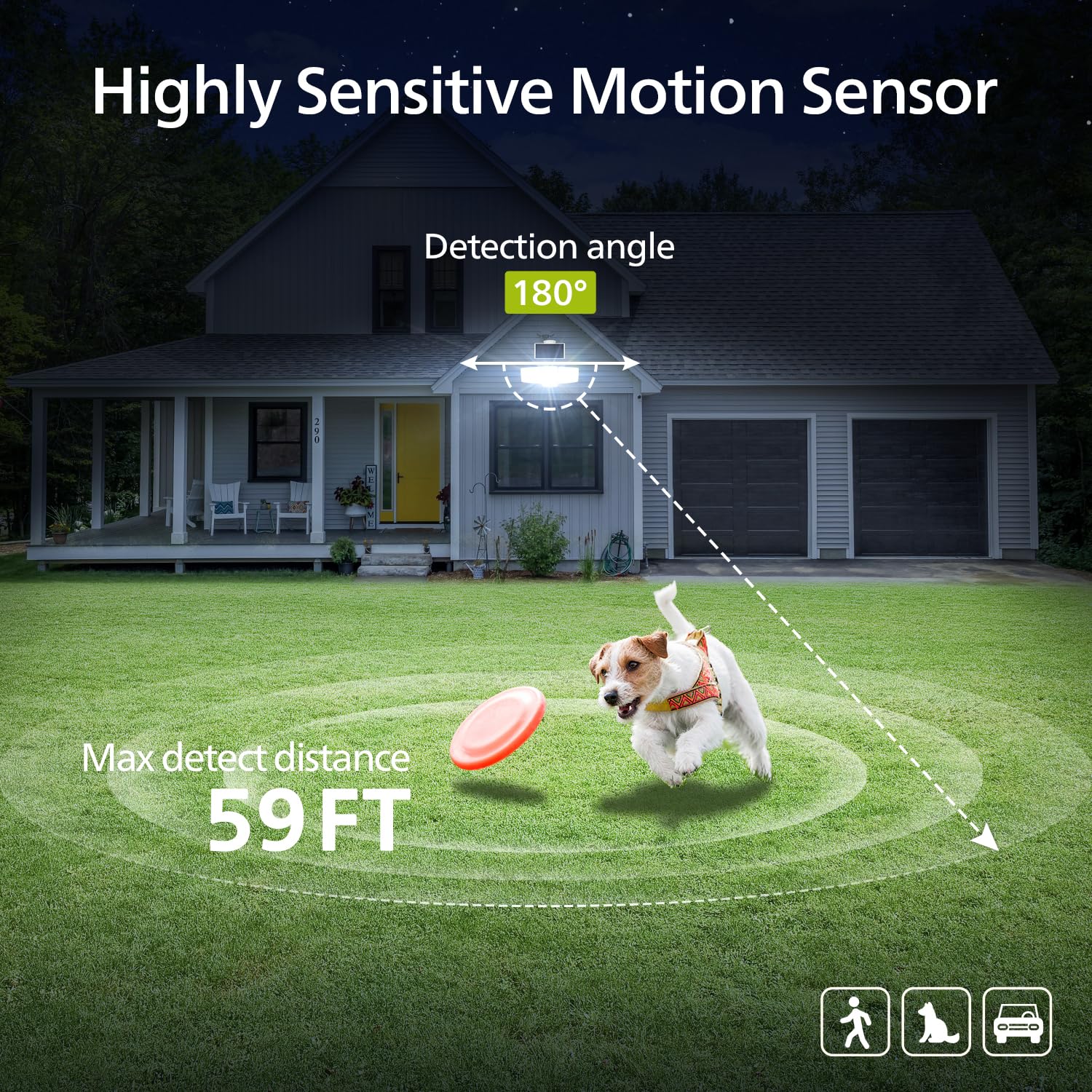 Philips 3600lm solar security light PIR sensor detects motion up to 59 feet.